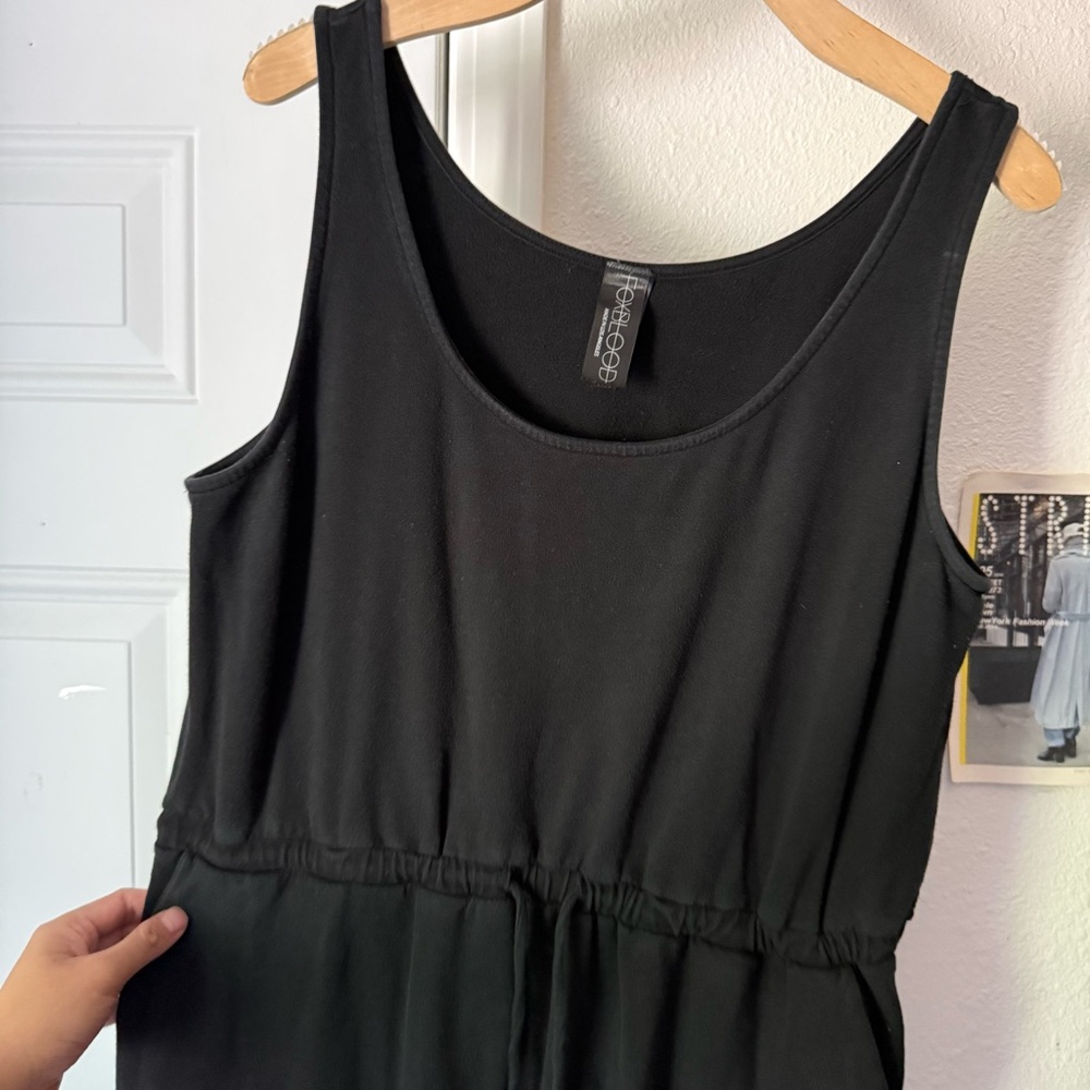 FOXBLOOD black rayon modal knit scoop neck sleeveless jumpsuit - Picture 4 of 8